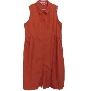 MAYE Women Sz XL Cinnamon Corinne Sleeveless Cotton Poplin Shirtdress A Line